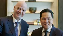 Presiden FIFA, Gianni Infantino bersama Ketua PSSI, Erick Thohir. (Bola.com/Dok.Instagram Gianni Infantino).