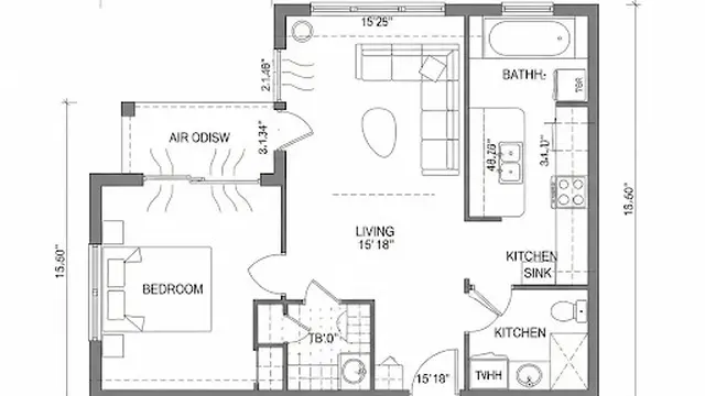 Desain Rumah 1 Kamar dengan Ventilasi Depan