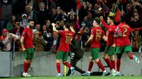 Timnas Portugal menang atas Makedonia Utara pada final play-off Kualifikasi Piala Dunia 2022  di Estadio do Dragao, Porto, Rabu (30/3/2022). (AP/Luis Vieira)