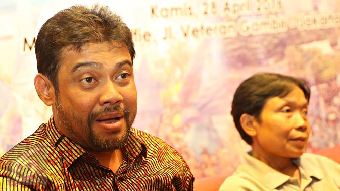 Presiden KSPI Said Iqbal dalam diskusi publik bertajuk “Partai Politik Buruh, Melawan Arus Deparpolisasi” di Jakarta, Kamis (28/4). Diskusi membahas wacana berdirinya partai politik sebagai alat politik perjuangan buruh. (Liputan6.com/Immanuel Antonius)