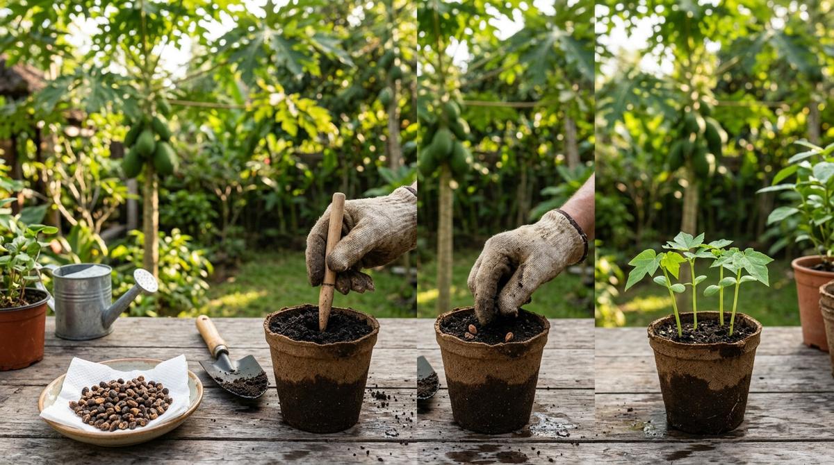 Cara Menanam Pepaya dari Biji yang Dikeringkan (AI Generated)