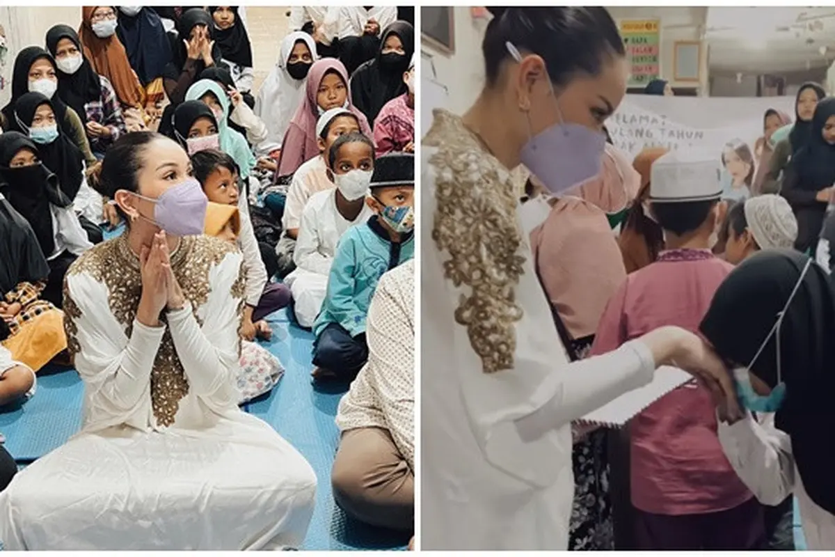 6 Momen Alyssa Daguise Rayakan Ultahnya di Panti Asuhan, Menawan Pakai Kaftan