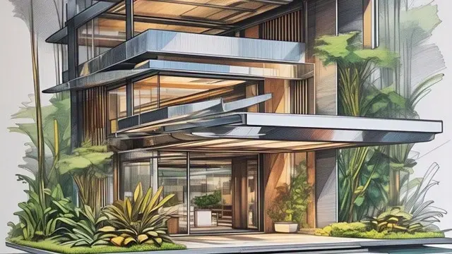 Sketsa Rumah Mewah Futuristik (credit: meta AI)