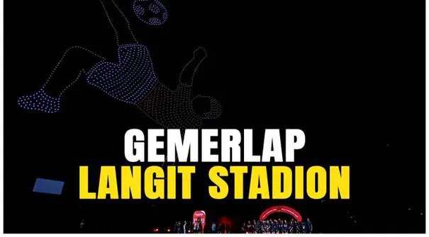 Ribuan mata tertuju ke langit Si Jalak Harupat, saat pertunjukan drone spektakuler menjadi penutup Piala Presiden 2025.