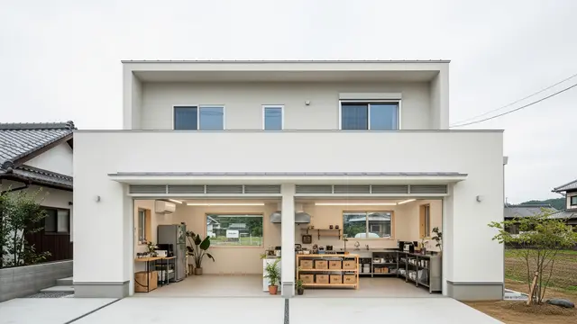 Desain Rumah Minimalis Desa dengan Garasi Multifungsi Jadi Tempat Usaha Kecil (AI)
