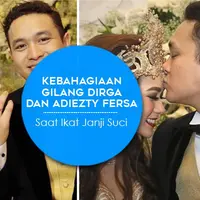Mengintip kebahagiaan Gilang Dirga dan Adiezty Fersa ketika mengikat janji suci pernikahan. (Foto: Bambang E. Ros/Bintang.com, Desain: Muhammad Iqbal Nurfajri/Bintang.com)