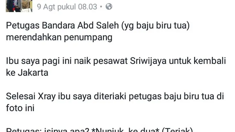 Kisah Teriakan Kasar Petugas Bandara Malang Menyebar di Medsos