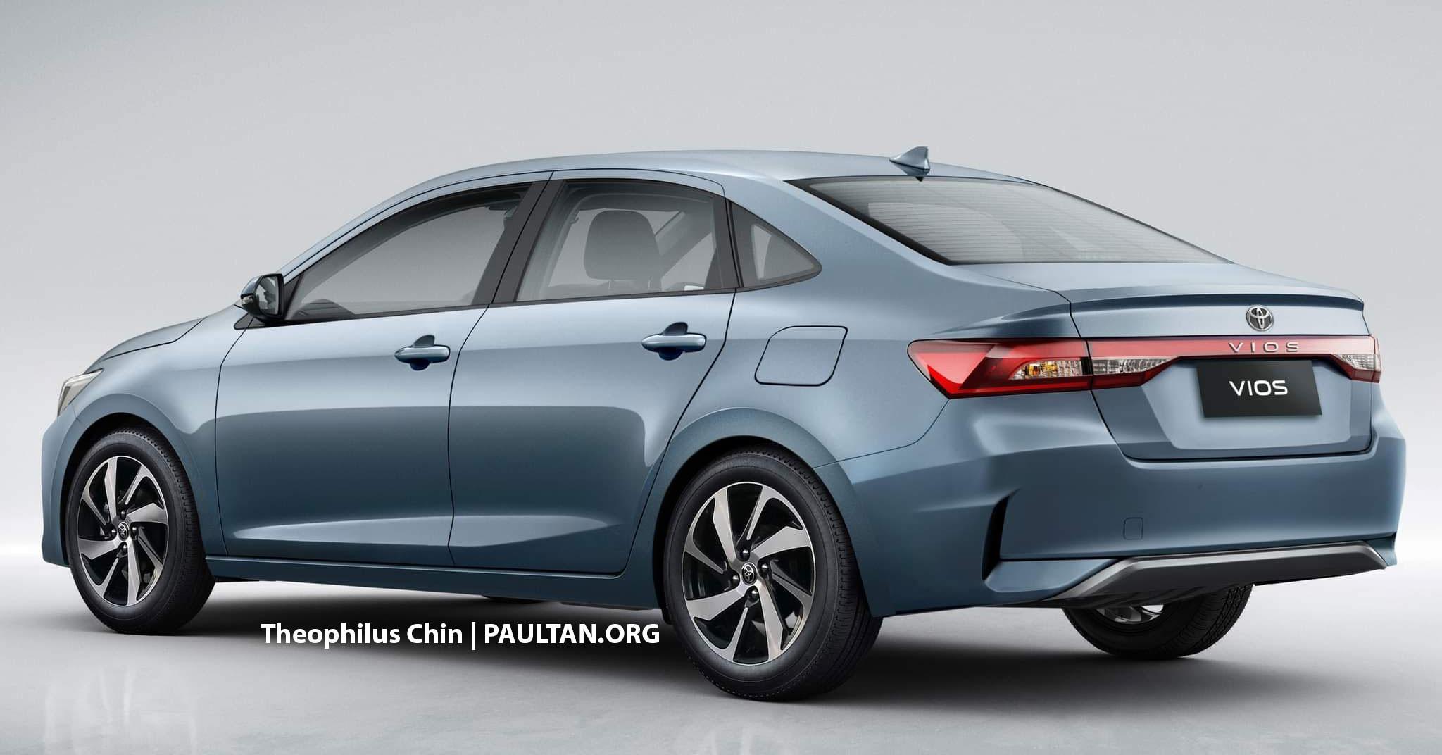 Sisi belakang render New Toyota Vios (Theophilus Chin, paultan.org)