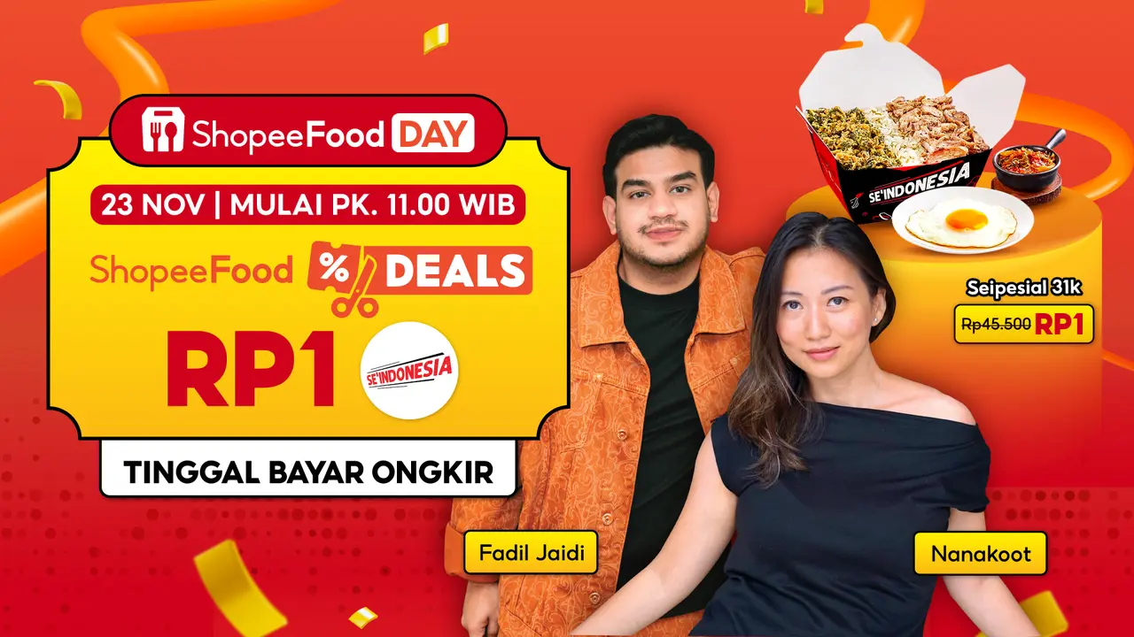 Cuma di 23 November! ShopeeFood Tawarkan Menu Rp1 serta Live ShopeeFood Seru Bareng Fadil Jaidi & Nanakoot
