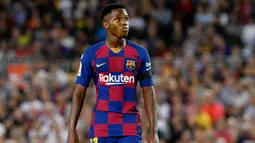 2. Ansu Fati (Spanyol) - Pemain produk La Masia ini mulai mencuri perhatian dunia saat tampil di skuat utama Barcelona di usianya yang baru menginjak 16 tahun. Catatan ini bisa membuat Spanyol menjadikannya pilihan di barisan depan. (AFP/Pau Barrena)