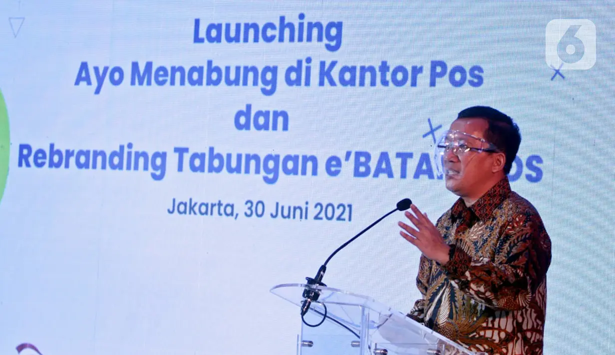 Direktur Utama PT Bank Tabungan Negara Haru Koesmahargyo memberi sambutan pada peluncuran layanan e'BataraPos di Kantor Pos, Rabu (30/06/2021). Layanan e’BataraPos untuk meningkatkan kesadaran menabung di masyarakat yang tersebar di 2.935 Kantor Pos. (Liputan6.com/HO/BTN)