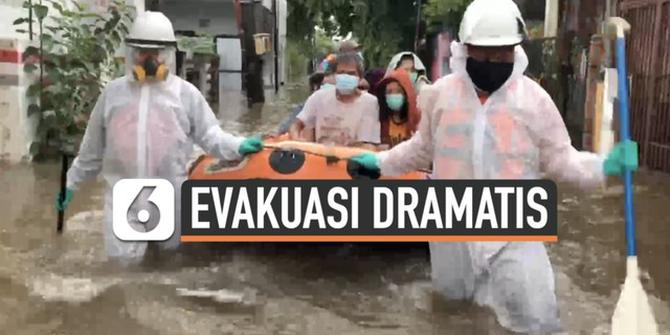 VIDEO: Dramatis, Evakuasi Pasien Covid-19 yang Kebanjiran di Bekasi