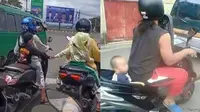 Tak Patut Ditiru, 6 Momen Nyeleneh Emak-Emak Boncengin Anaknya Ini Malah Ngeri