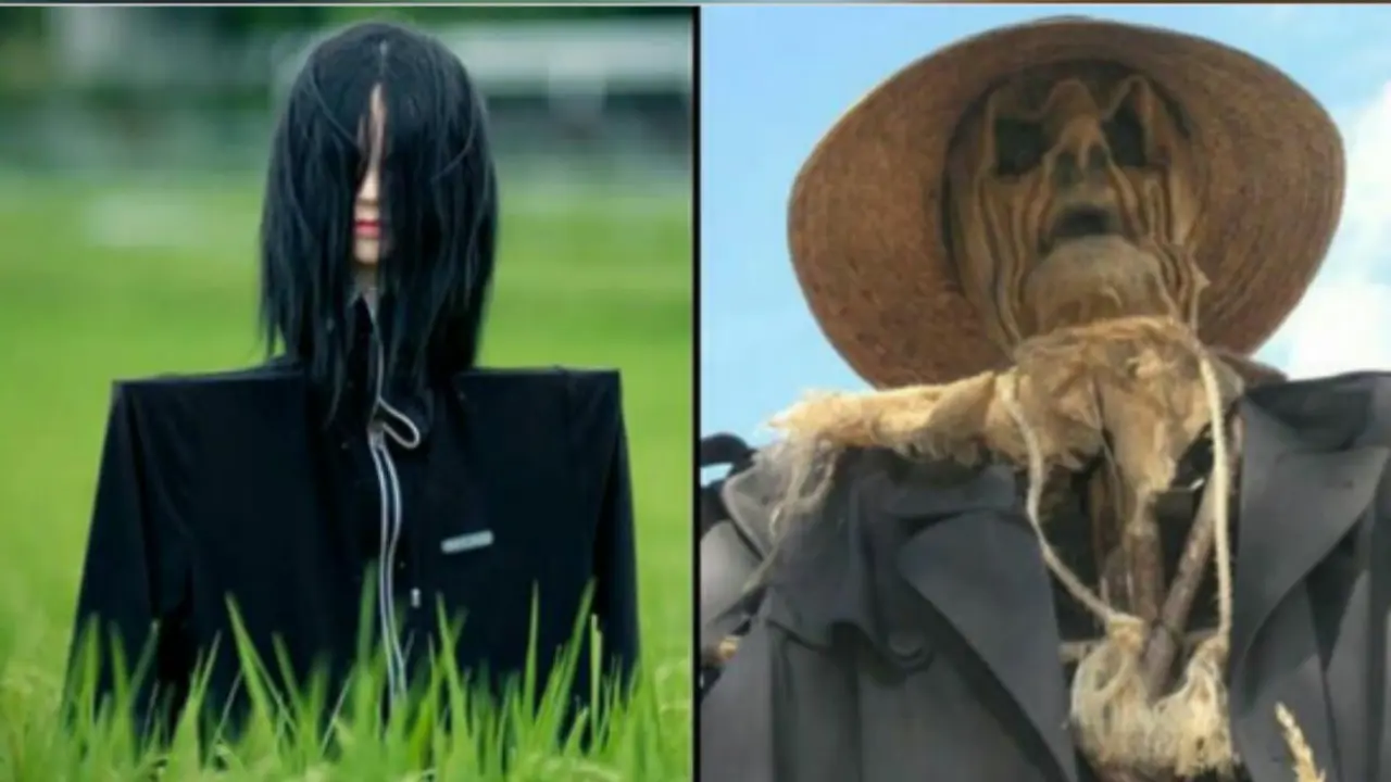 Menakutkan, Orang-orangan Sawah ini Dibuat Mirip Hantu Sungguhan