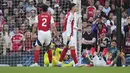 Ekspresi kecewa para pemain Arsenal saat gol dari pemain Bournemouth, Evanilson (kanan) dalam laga lanjutan Liga Inggris 2024/2025 di Emirates Stadium, London, Inggris, Sabtu (03/05/2025) waktu setempat. (AP Photo/Kin Cheung)