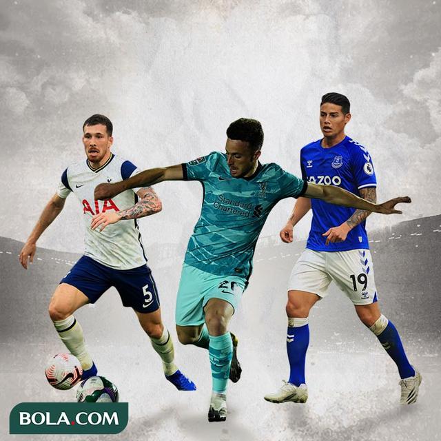 Ilustrasi - Pierre-Emile Hojbjerg, Diogo Jota, James Rodriguez