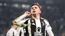 Pemain Juventus, Francisco Coneicao merayakan gol kemenangan timnya atas Inter Milan dalam laga lanjutan Liga Italia 2024/2025 di Juventus Stadium, Turin, Italia, Senin (17/02/2025) WIB. (AP Photo/LaPresse/Fabio Ferrari)