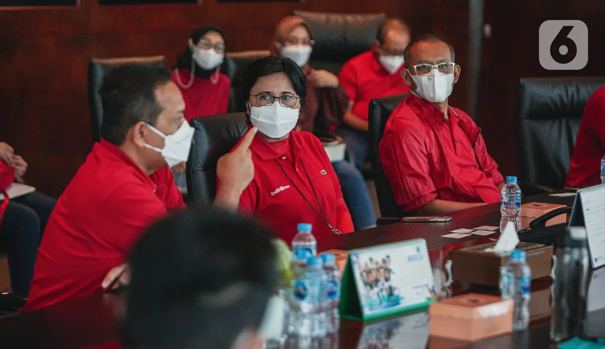 Perwakilan Indihome melakukan pertemuan dengan Emtek Group atau PT Elang Mahkota Teknologi di SCTV Tower, Senayan, Jakarta, Rabu (2/3/2022). Pertemuan membahas peran Indihome dalam ekspansi Vidio ke bigger screen home entertainment. (Liputan6.com/Faizal Fanani)