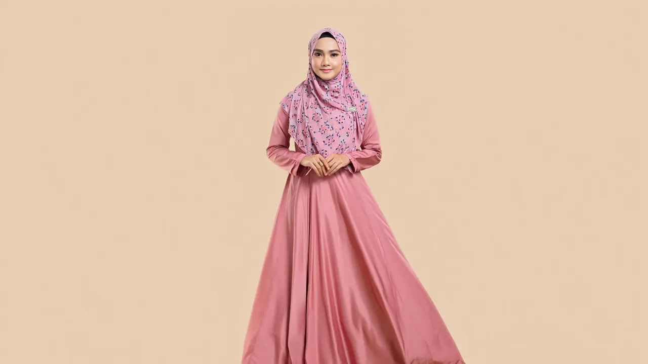 Inspirasi Padu Padan Gamis Polos Warna Pastel dengan Hijab Motif/Reve AI