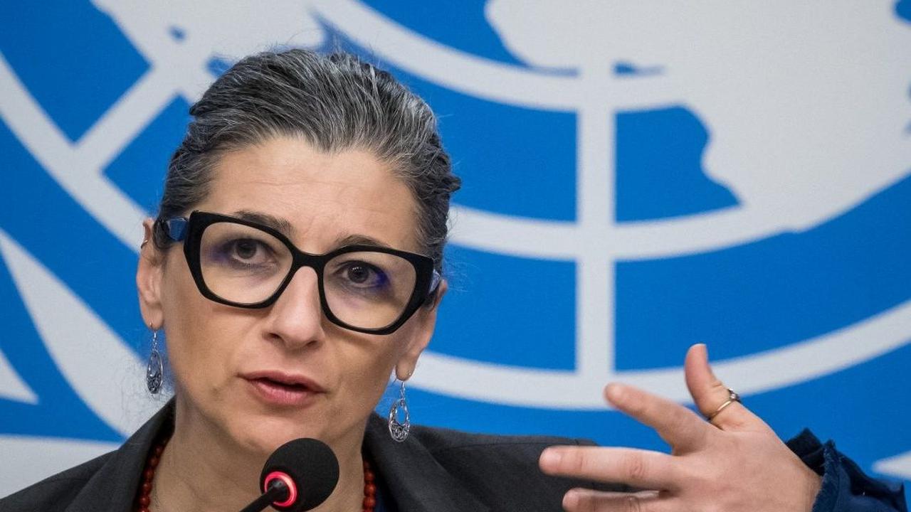 Pelapor Khusus Perserikatan Bangsa-Bangsa (PBB) untuk Situasi Hak Asasi Manusia Wilayah Palestina, Francesca Albanese berbicara pada konferensi pers dalam sidang Dewan Hak Asasi Manusia PBB, di Jenewa, pada 27 Maret 2024.