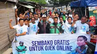 Relawan Mas Gibran kembali menunjukkan kepedulian dengan membagikan sembako kepada driver ojek online (ojol) di Jakarta Utara, Jakarta Timur, dan Jakarta Barat. (Ist)
