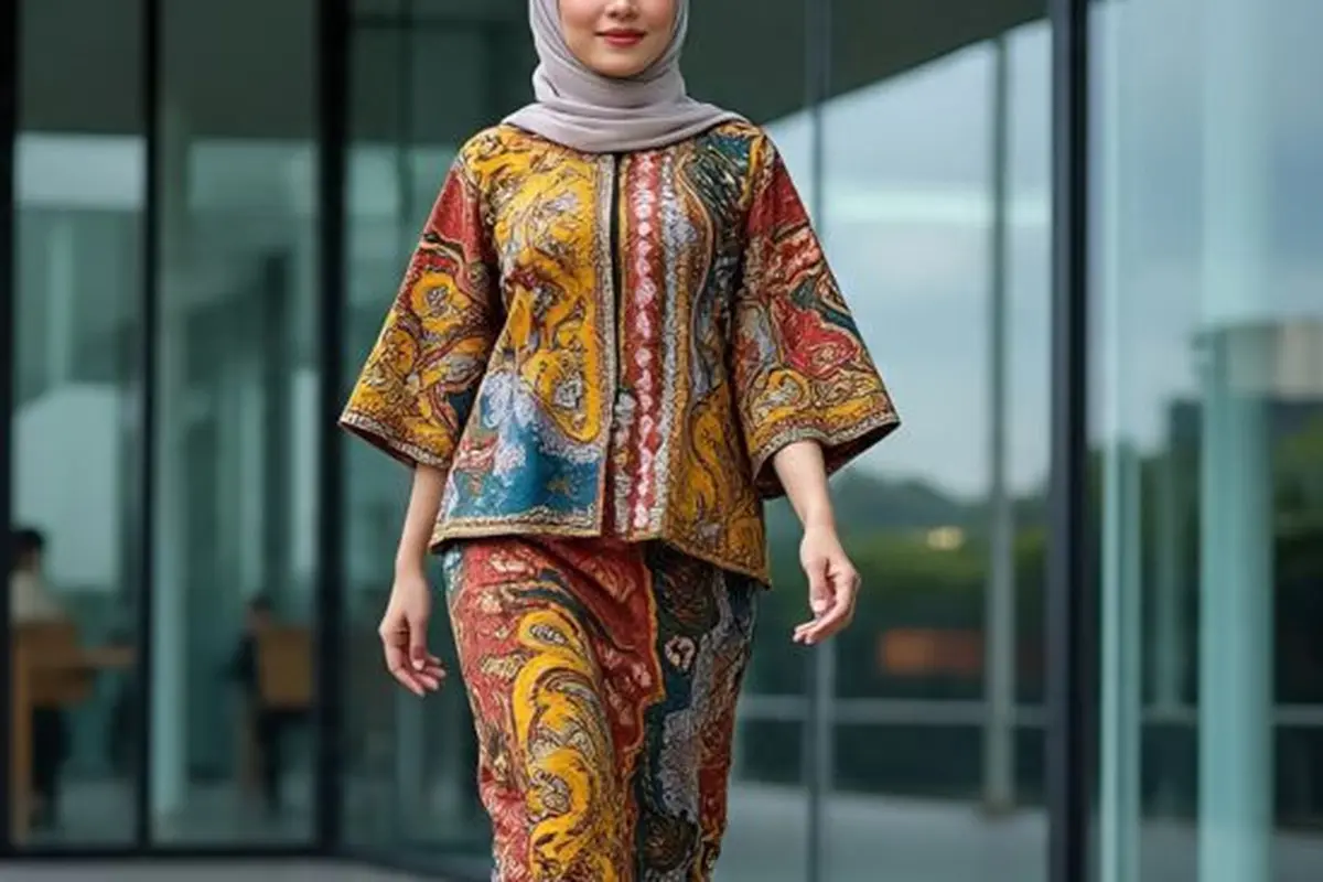 Ilustrasi Baju Batik Lengan Dolman (Sumber Gambar: Meta AI)