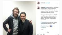 Tangkapan layar instagram @erickthohir. Dalam unggahan ini Menteri BUMn Erick Thohir berfoto dengan pembalap MotoGP Valentino Rossi.