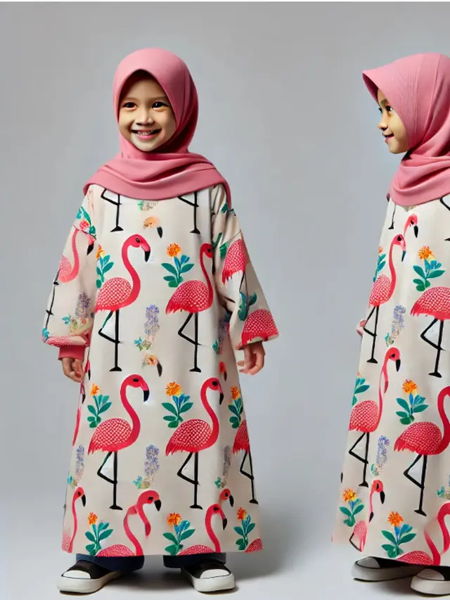 Gamis Anak Flamingo Set (Foto: Rizka Nur Laily via ChatGPT)