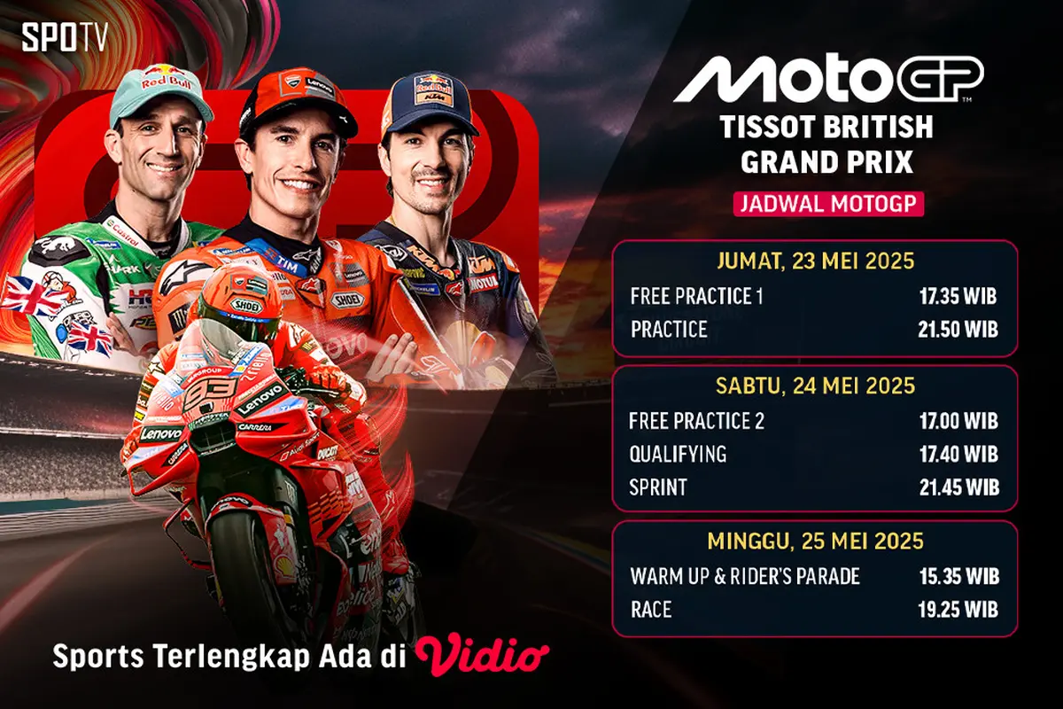 Jadwal Siaran Langsung MotoGP 2025 Round 7 Tissot British Grand Prix di Vidio