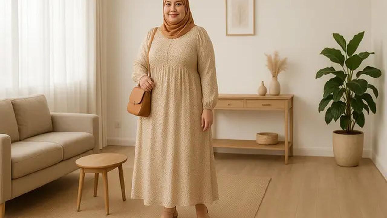 7 Inspirasi Model Gamis Motif Kecil Terbaru untuk Ibu Ibu Gemuk, Terlihat Langsing dan Elegan di 2025