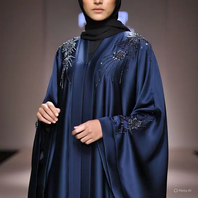Abaya Arab Berhiaskan Payet dan Mutiara