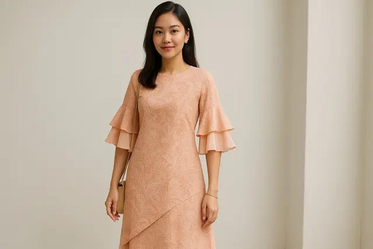 7 Model Batik Lengan Lonceng Dua Tingkat Pastel untuk Kerja, Anggun tapi Tetap Profesional