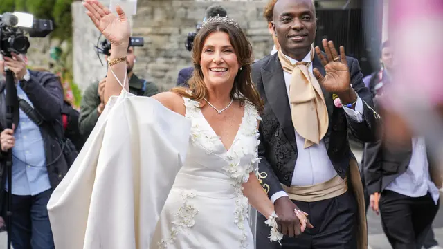 Putri Norwegia Martha Louise and Durek Verrett. (Heiko Junge/NTB via AP)