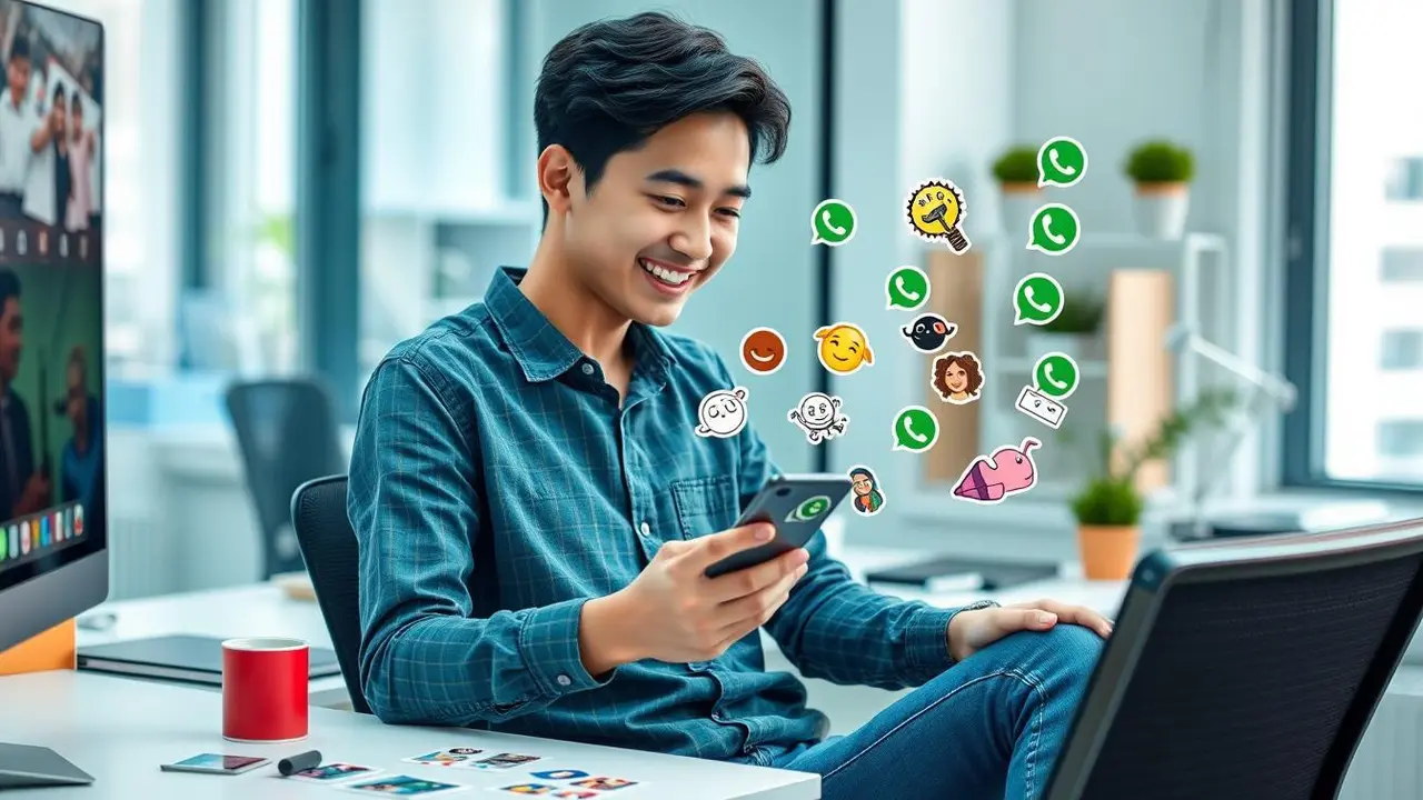 Ilustrasi cara bikin stiker whatsapp (Foto: AI)