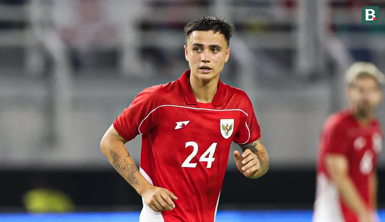 Pemain Timnas Indonesia, Eliano Reijnders saat laga FIFA Matchday melawan Chinese Taipei di Stadion Gelora Bung Tomo (GBT), Surabaya, Jumat (06/07/2025). (Bola.com/Abdul Aziz)