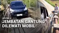 Viral di media sosial minibus bermuatan penuh penumpang melewati jembatan gantung. Aksi pengendara mobil ini disesalkan mengingat jembatan gantung hanya untuk pesepeda motor dan pejalan kaki.