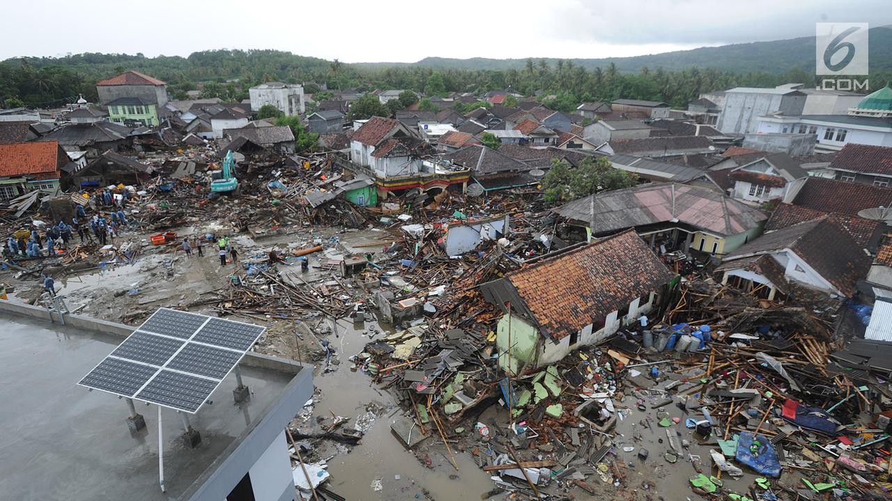 Pandangan Udara Kerusakan Terparah Akibat Tsunami Selat Sunda