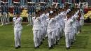 Paskibraka bersama Pasukan Pengamanan Presiden (Paspampres) melaksanakan Upacara Pengibaran Bendera Merah Putih dalam rangkaian Peringatan Detik-detik Proklamasi Kemerdekaan ke-74 RI di Istana Merdeka, Jakarta, Sabtu (17/8/2019). (Liputan6.com/HO/Kentung)