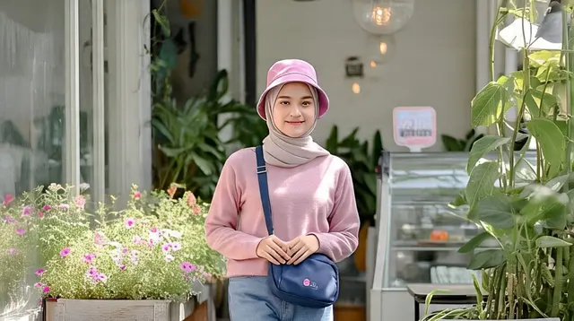 Inspirasi Outfit Kekinian Remaja Berhijab. Foto: Meta AI