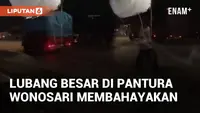 Lubang besar dan dalam ditemukan di Jalan Pantura Wonosari Ngaliyan (21/1/2025). Lokasi lubang berada di arah Mangkang dan sulit terlihat dari jarak beberapa meter