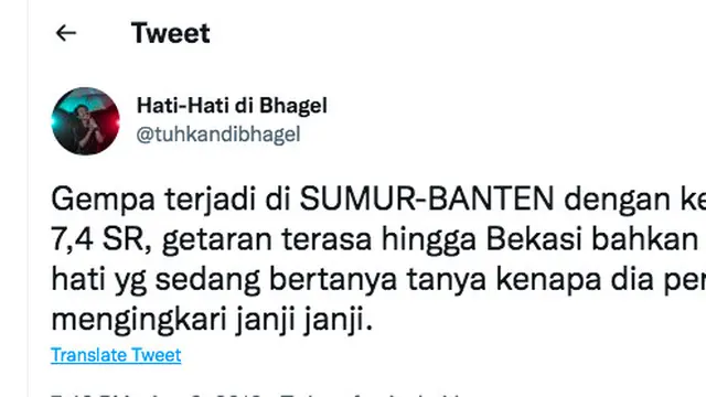 8 Twit Kocak Tentang Gempa Jadi Ajang Hubungin Mantan Pacar