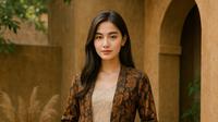Model Long Dress Brokat Kombinasi Outer Batik Panjang Kekinian 2025 (created by AI)