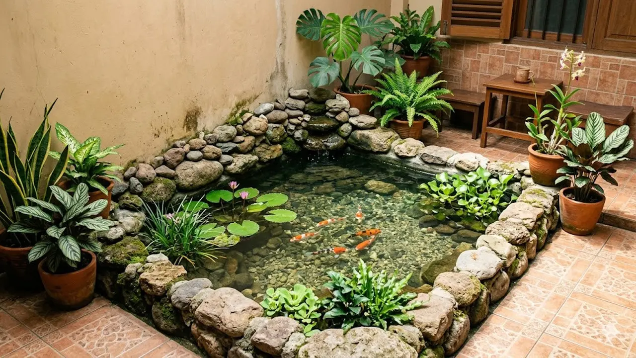 Inspirasi Kolam Ikan Kecil dengan Air Jernih Tanpa Pompa Besar