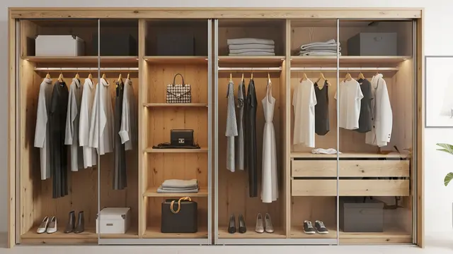 Model Lemari Pakaian Pintu Geser dari Papan