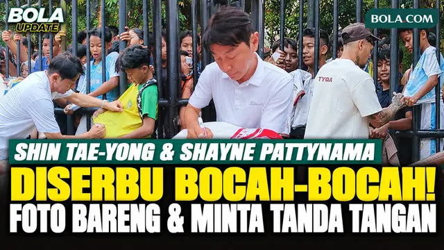 Momen Haru Bocah-Bocah Bertemu Shin Tae-yong dan Shayne Pattynama, Minta Foto hingga Tanda Tangan
