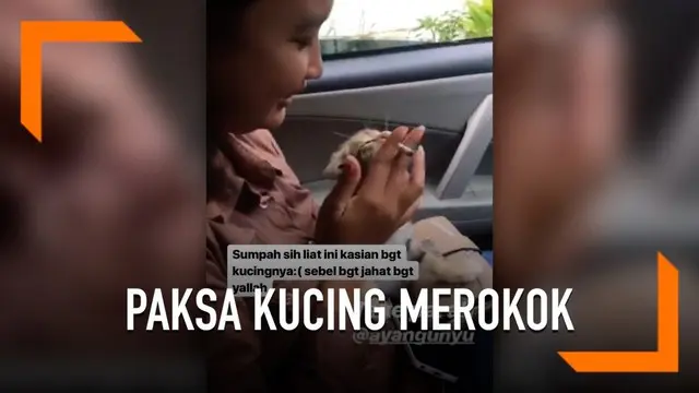 Seorang gadis tega memaksa kucingnya merokok. Momen tersebut tersebar di dunia maya.