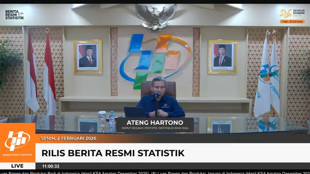 Deputi Bidang Distribusi dan Jasa, Ateng Hartono, saat konferensi pers BPS, Senin (2/2/2026). (Foto: Liputan6.com/Tira Santia)