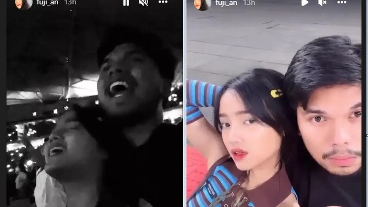Fuji dan Thariq Halilintar nonton bareng konser Billie Eilish di Singapura (Foto: Instagram fuji_an)