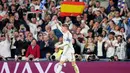 Tiga gol Federico Valverde di babak pertama mengantar Los Blancos selangkah lebih dekat lolos ke perempat final Liga Champions 2025/2026. Tampak dalam foto, pemain Real Madrid, Federico Valverde, merayakan golnya pada pertandingan leg pertama babak 16 besar Liga Champions 2025/2026 melawan Manchester City di stadion Santiago Bernabeu, Rabu 11 Maret 2026 waktu setempat atau Kamis 12 Maret 2026 dini hari WIB. (AP Photo/Jose Breton)