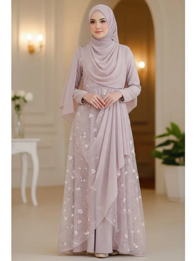 Gamis Organza Bordir Halus
